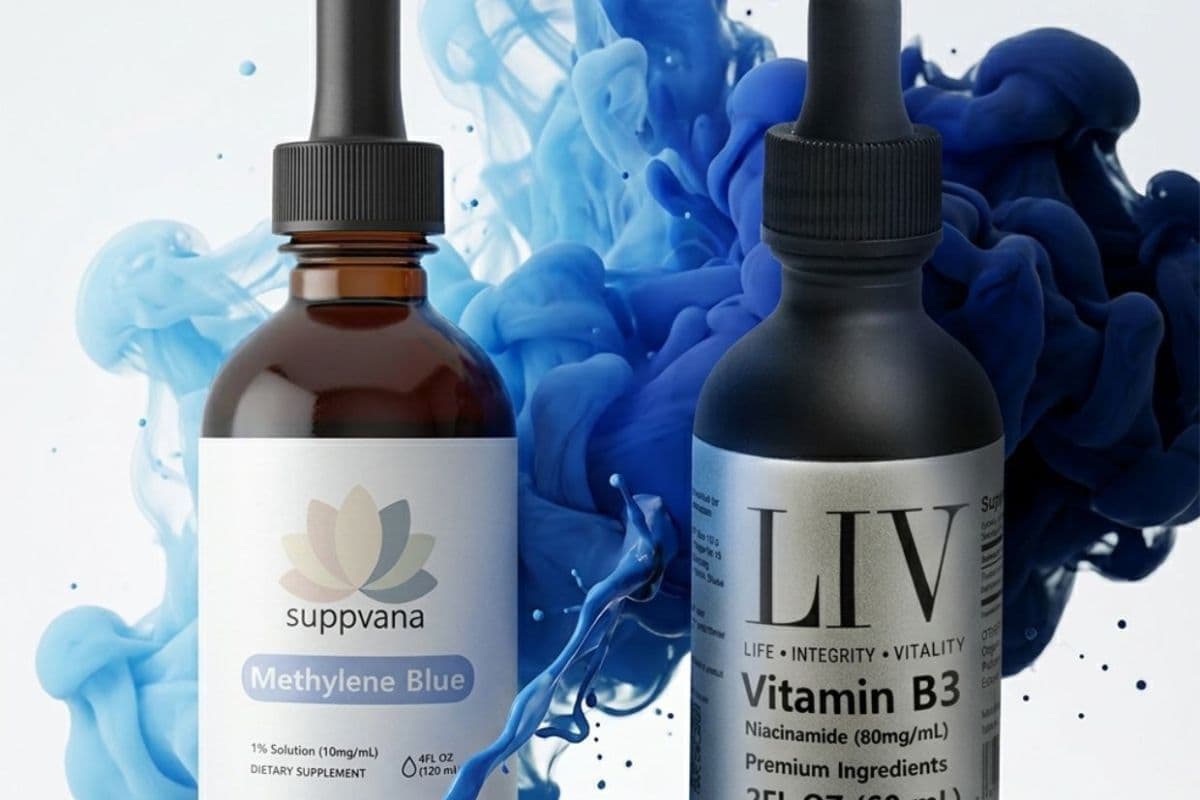 Liquid methylene blue and vitamin b3 supplement