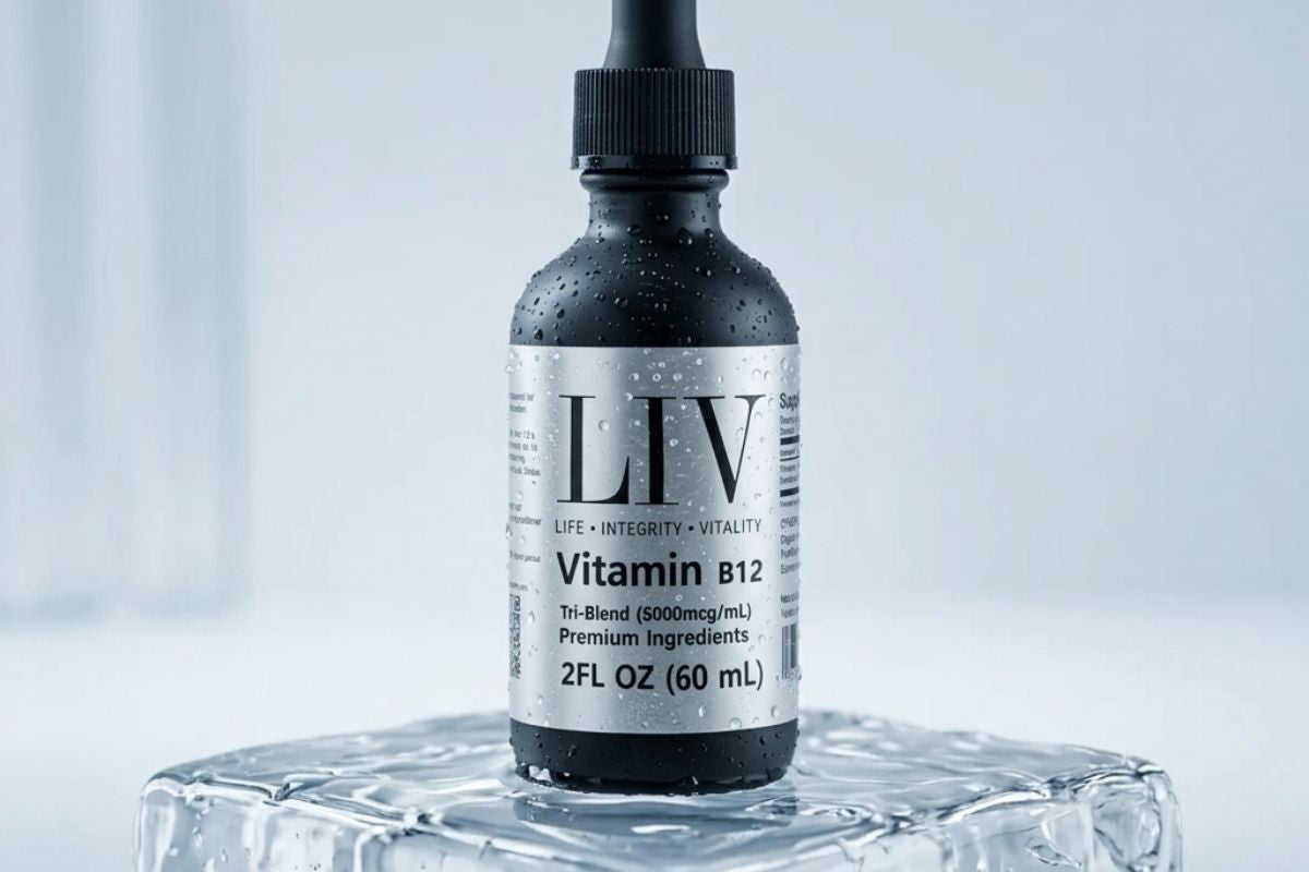 Liv vitamin b12 on a block of ice