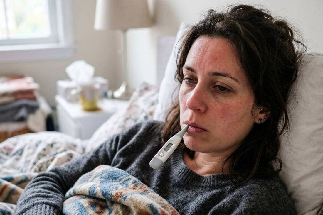 Woman lying in bed after taking methylene blue for covid