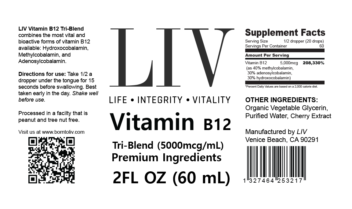 Vitamin B12 Tri-Blend Liquid Energy Booster (5000mcg, 60 servings)