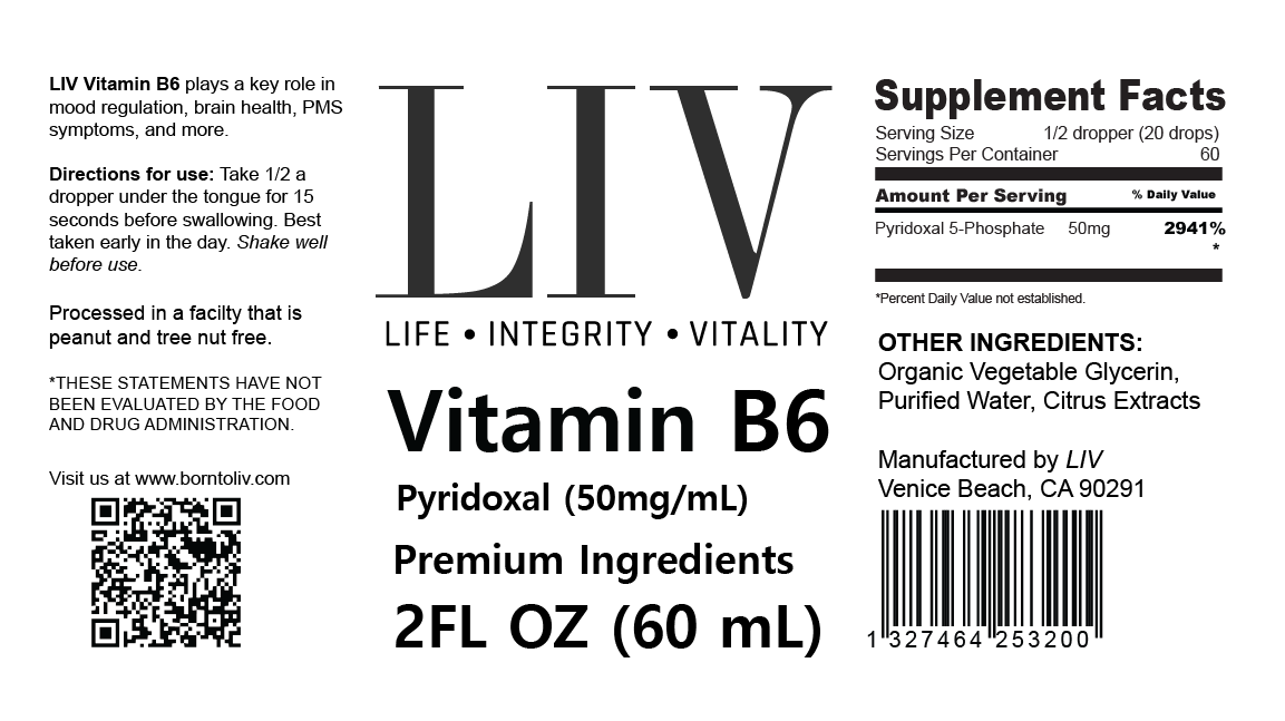 Vitamin B6 Pyridoxal Liquid (5-Phosphate 50mg, 60 servings)