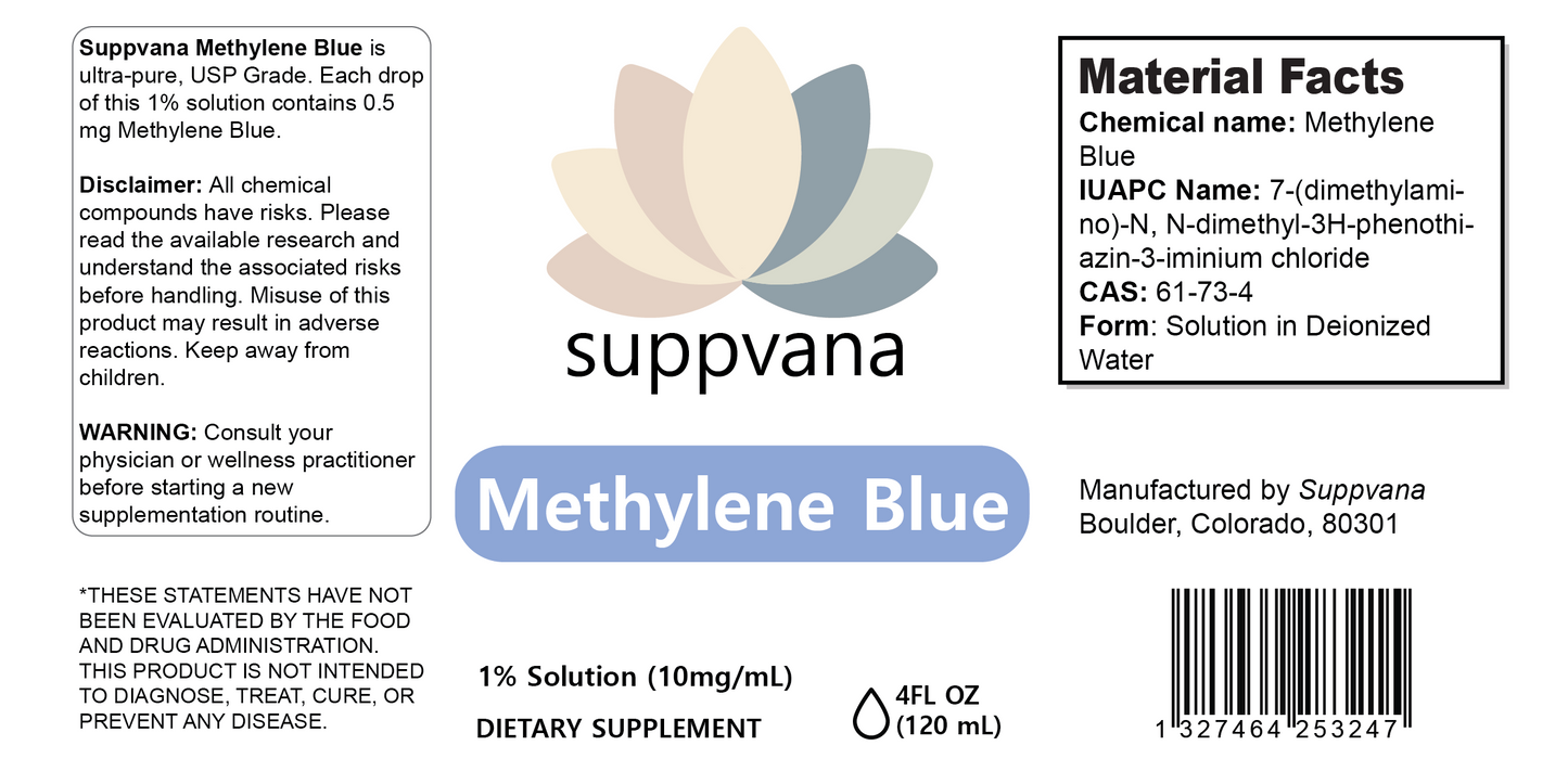 Methylene Blue Liquid 1% XL (1200mg, 4oz)